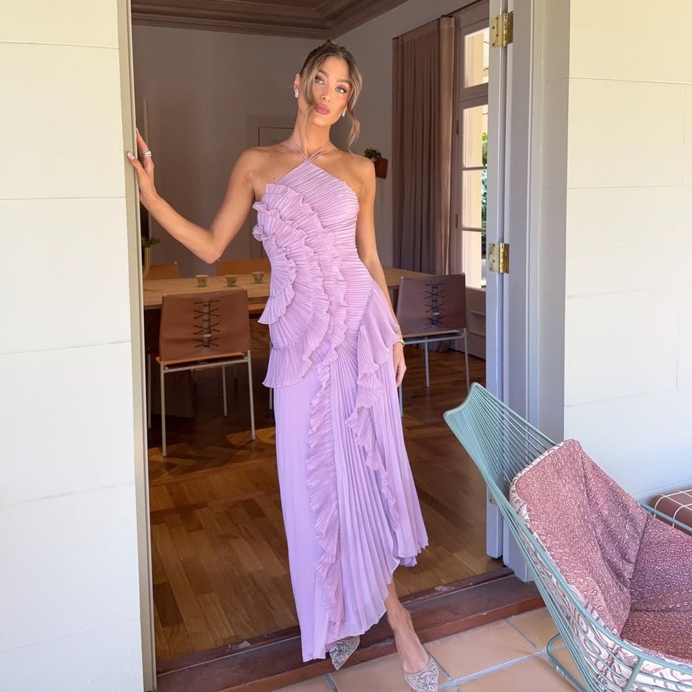 Elegant Lavender Ruffle Dress